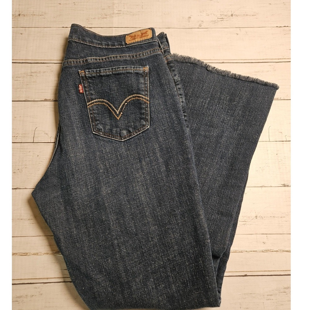 Levis 515 Bootcut Jeans Womens 10 Dark Wash Raw Hem Embroidered Pockets 30x28